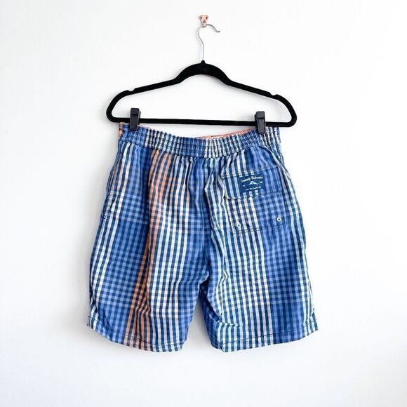 Tommy Bahama Mens Baja King Of Gingham Board Shorts Swim Trunks Blue Size Medium - Picture 2 of 9